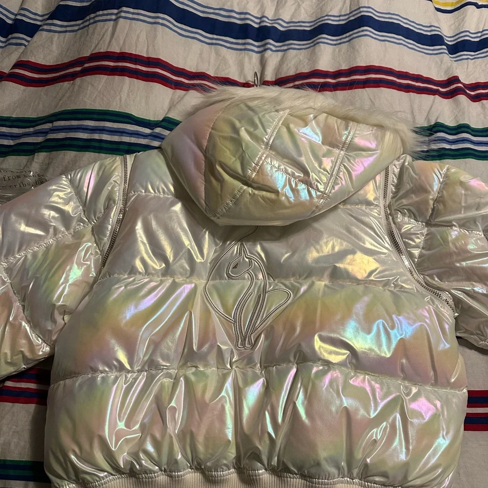Baby Phat White Puffer Jacket Iridescent Shine - Picture 2 of 5